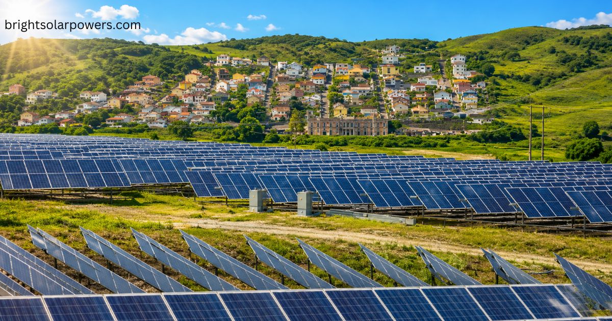 Biggest solar plant in India featuring extensive solar panel arrays generating clean renewable energy in a scenic green landscape.