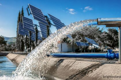 MP solar pump system using solar panels for efficient water pumping and irrigation.