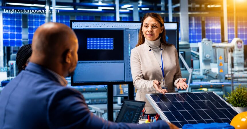 PV application experts demonstrating solar panel technology for efficient photovoltaic energy generation and renewable power solutions.