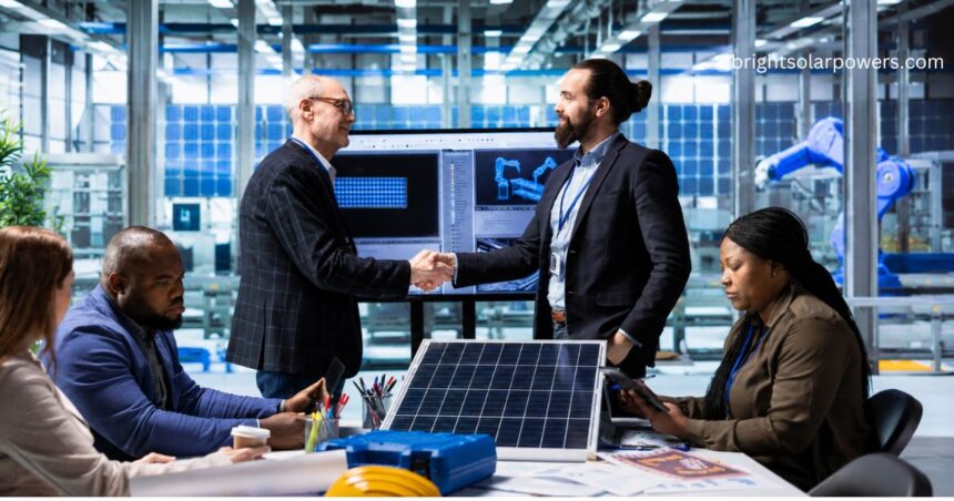 Team meeting at a leading solar energy company in India discussing innovative solar panel solutions and renewable energy projects.