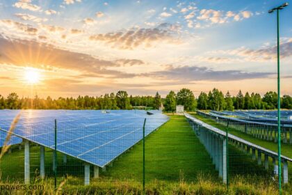 Solar motor pump powered by large solar panels for efficient water pumping system