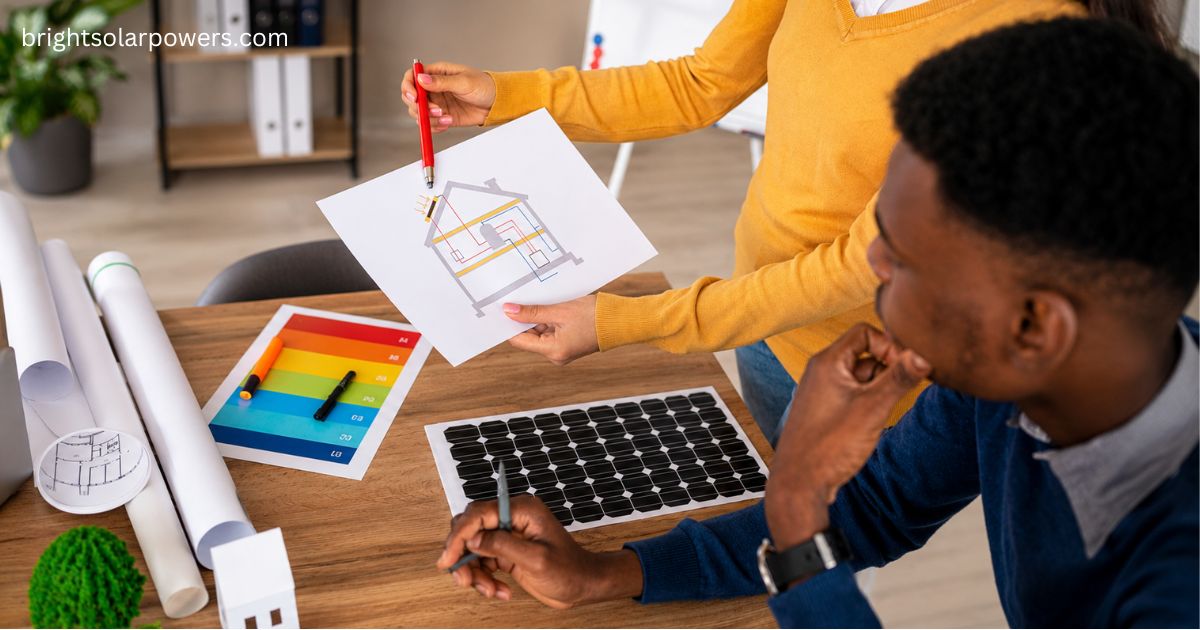 Homeowner discussing rooftop solar installation plans to avail solar subsidy in Uttar Pradesh with an energy consultant.