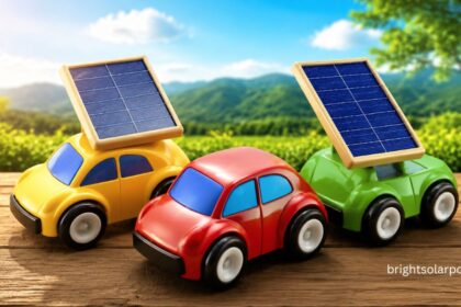 Solar toy car powered by small rooftop solar panels demonstrating renewable energy model cars