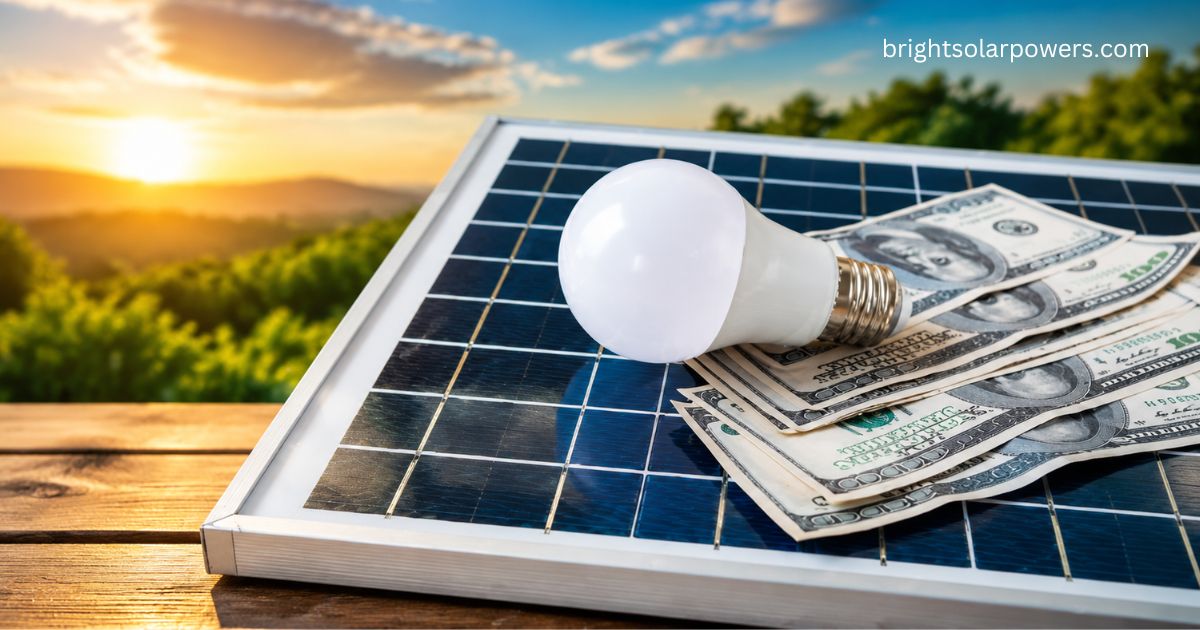 UP solar subsidy scheme with solar panels, LED bulb and money savings for renewable energy installation.