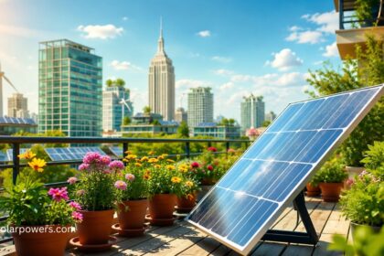 UTL solar panel installed on a rooftop garden, providing clean and efficient solar energy for sustainable urban living.