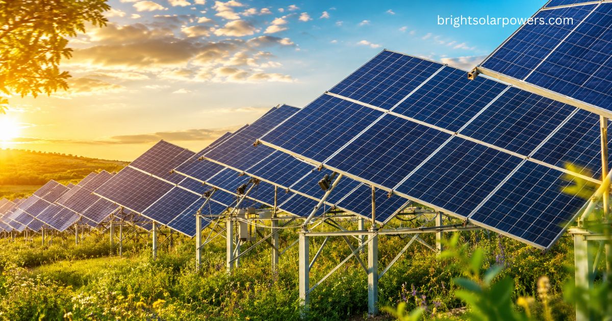 UTL solar panel installation generating clean renewable energy through high-efficiency photovoltaic panels in a large solar farm.