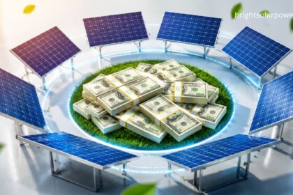 1 megawatt solar power plant cost illustration with solar panels and investment concept.