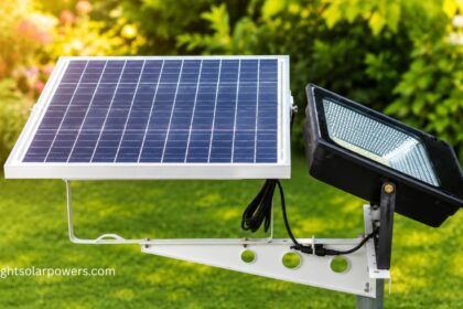 200 watt solar panel powering an outdoor LED light for efficient energy use.