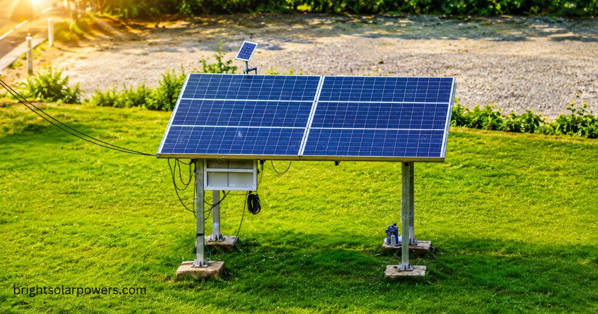 3kW solar panel unit generation system with photovoltaic panels producing clean, renewable solar energy outdoors.