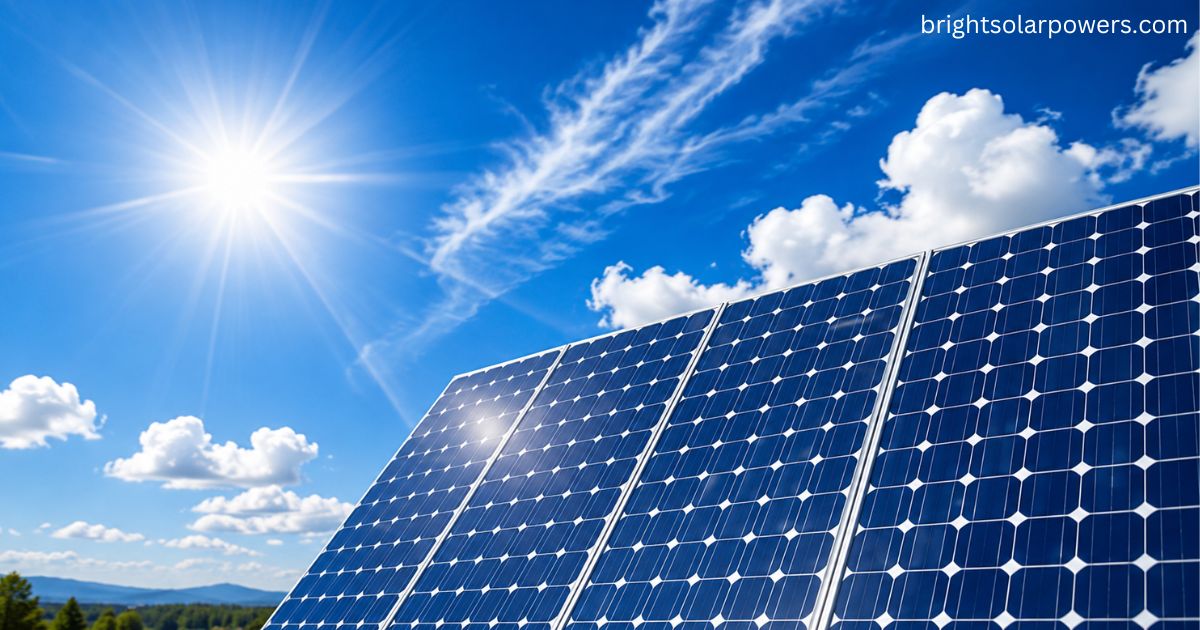 ALMM-certified solar panels generating clean energy under bright sunlight.