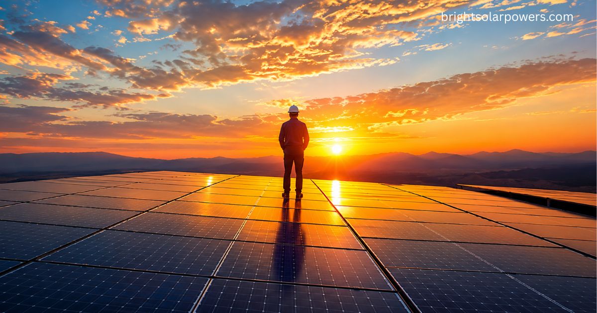 Arise Solar rooftop solar panels generating clean energy at sunrise.