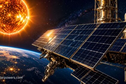 Aureus solar panel system generating clean renewable energy under bright sunlight.