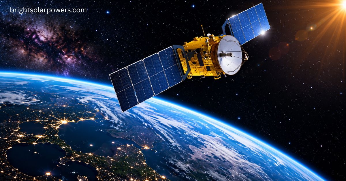 Communication satellite in Earth orbit related to the biggest satellite in the solar system.