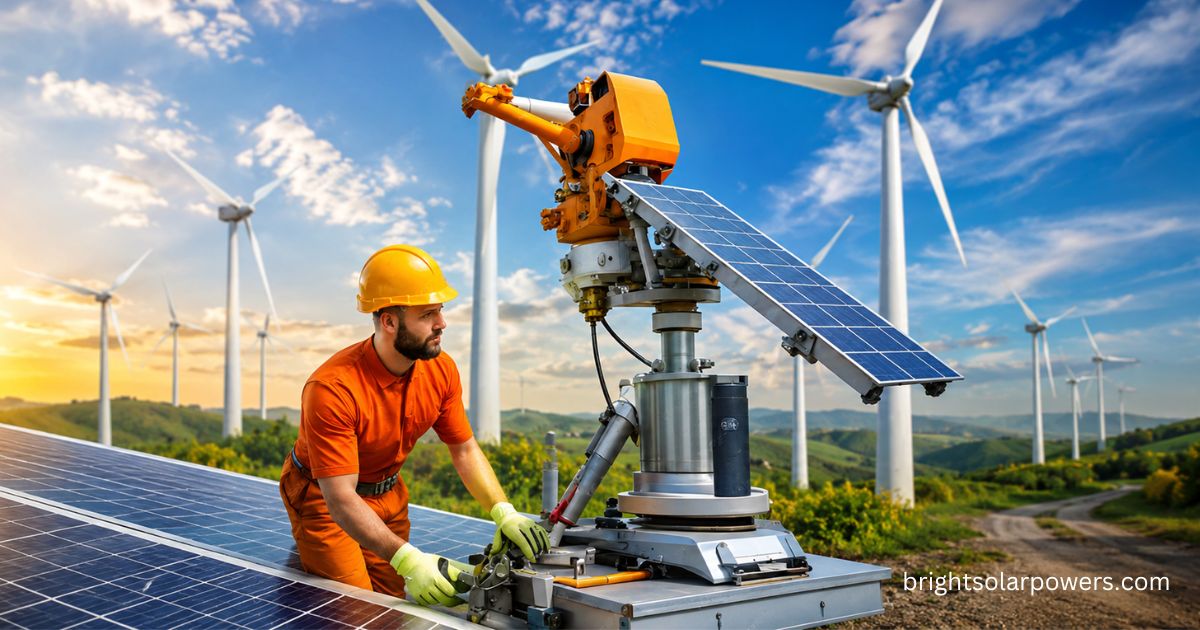 Hinduja Renewables Energy Pvt Ltd engineer maintaining solar and wind renewable energy systems.