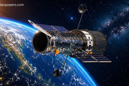Space telescope orbiting Earth representing the largest satellite in the solar system,