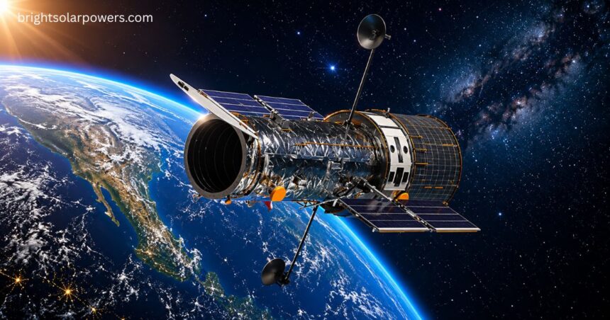 Space telescope orbiting Earth representing the largest satellite in the solar system,