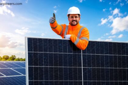 Reliance solar panel installation by a professional technician at a solar energy site.