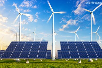 Solar and wind hybrid system combining solar panels and wind turbines for clean renewable energy.