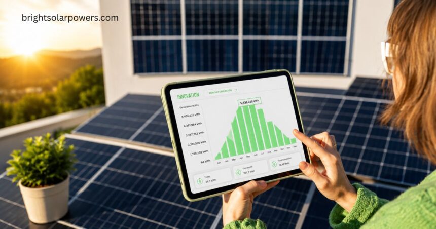 Solar constant value displayed on a solar energy monitoring dashboard with rooftop solar panels.