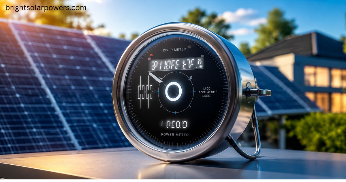 Solar meter monitoring energy production from residential solar panels.