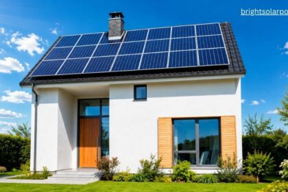 Solar panel setup for home with rooftop solar system powering an energy-efficient modern house.