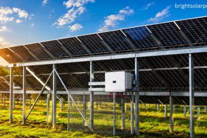 Ground-mounted solar panels for AC units providing efficient and reliable clean energy for cooling systems.
