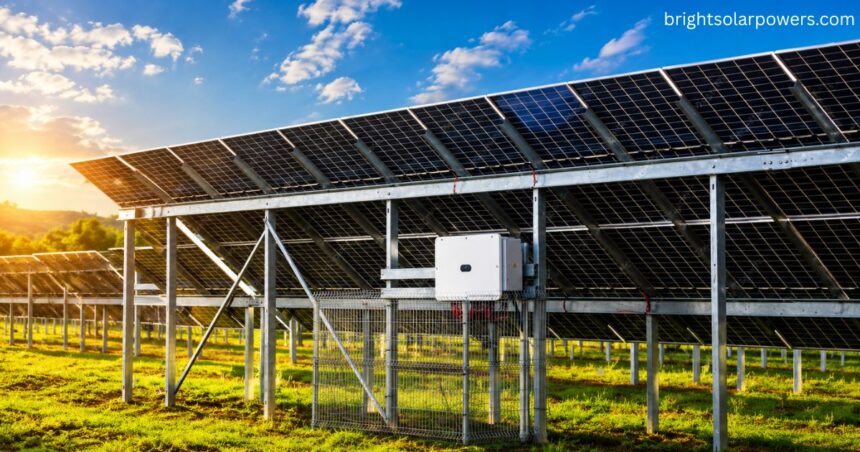 Ground-mounted solar panels for AC units providing efficient and reliable clean energy for cooling systems.