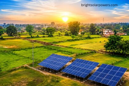 Solar power plant in Rajasthan generating clean renewable energy across rural landscape.