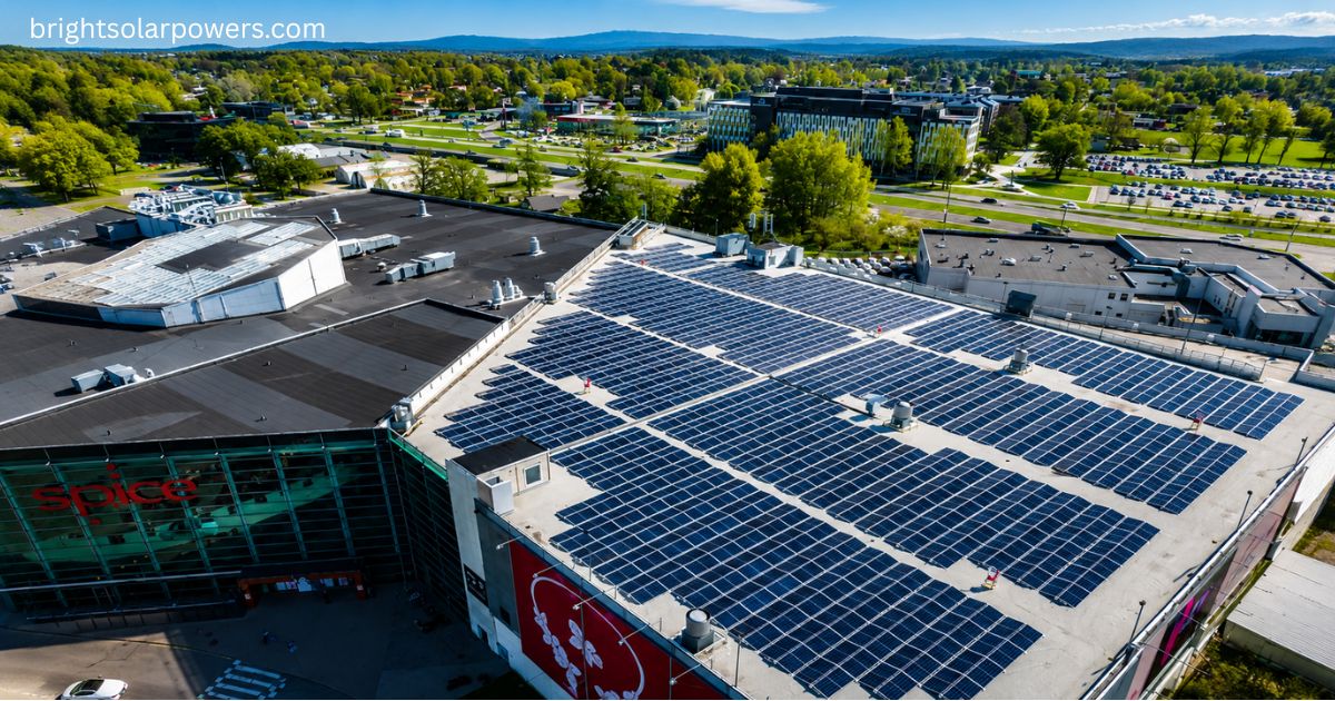 Solar shop near me with a commercial rooftop solar installation for efficient renewable energy solutions.