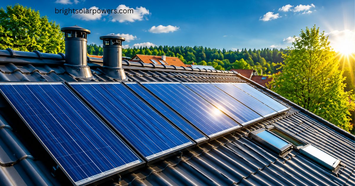 Solar water heater installation on a residential rooftop for efficient and eco-friendly hot water heating.