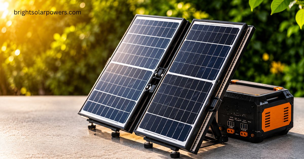 Tata solar inverter with portable solar panels for efficient renewable power backup.