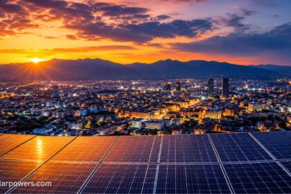 Solar power plant representing the top 10 solar energy stocks in India.