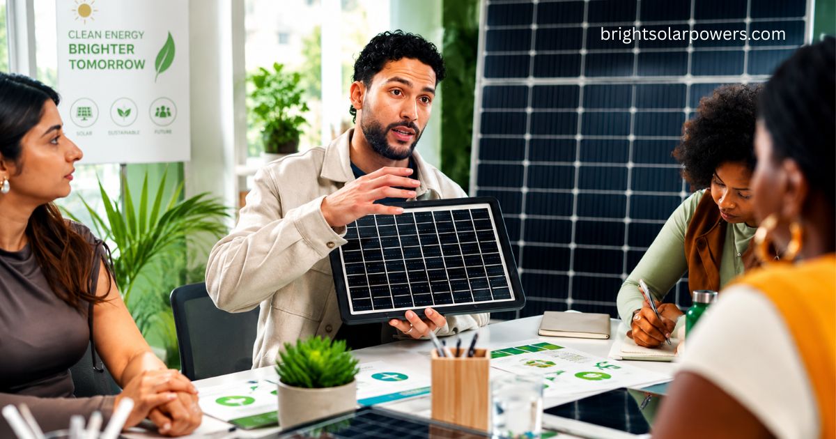 Solar energy experts discussing the top 10 solar energy stocks in India.