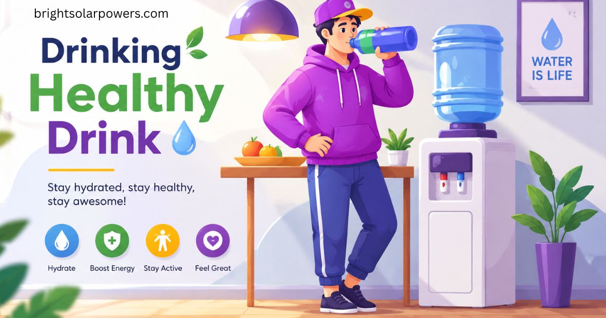 Person drinking purified water with optimal drinking water TDS for healthy daily hydration.