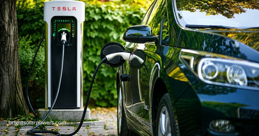 EV charging station with electric vehicle, highlighting EV charging stations cost.