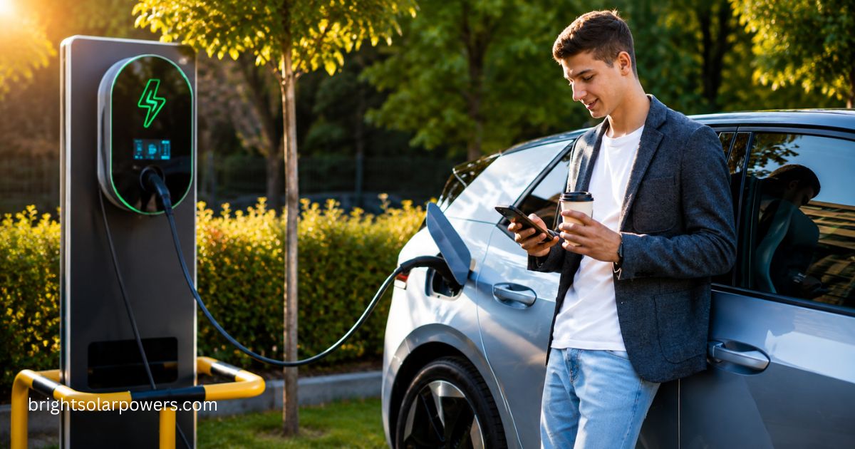 EV charging station with electric car, highlighting EV charging stations cost.