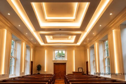 Modern new ceiling design with recessed LED lighting.