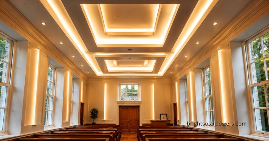 Modern new ceiling design with recessed LED lighting.