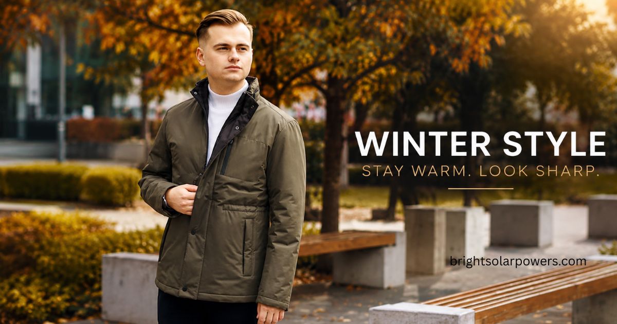 Man wearing a stylish short coat for winter fashion.