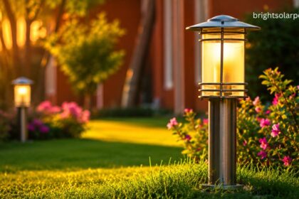 Solar light for home outdoor garden lighting with decorative pathway lamps.