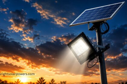 Solar light picture with a solar panel and outdoor LED lamp.