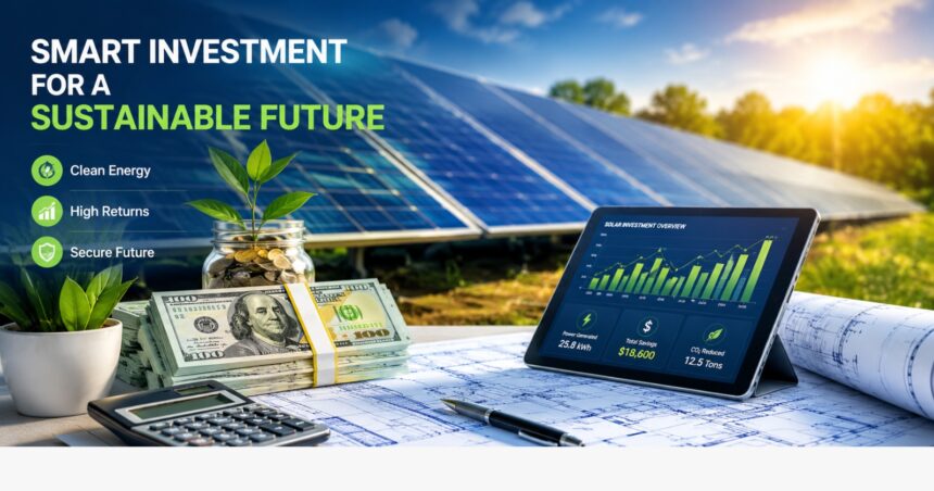 Solar panel cost and investment savings with solar energy system and financial planning.