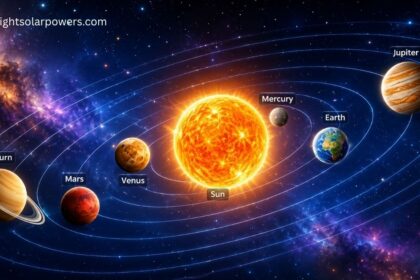 Solar system names and planets orbiting the Sun.