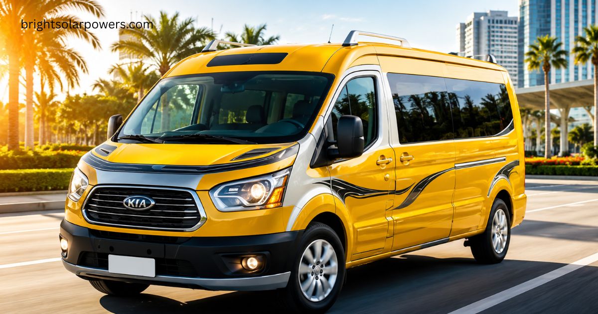 ellow minibus on a city road – Toyota Coaster price in India.