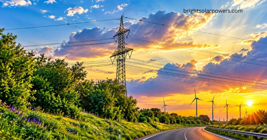 1kW power system supporting clean energy through electricity lines and wind turbines.