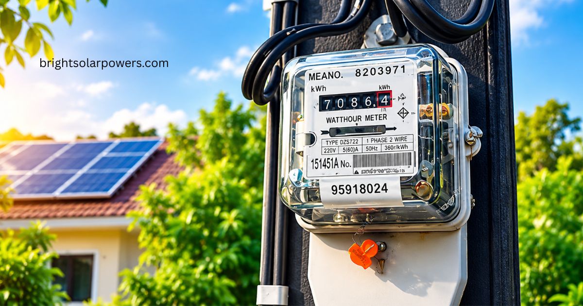 1kW electricity meter measuring solar power consumption and energy usage.
