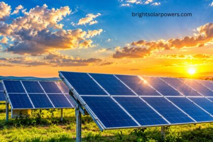 500 watt solar panel system generating clean renewable energy at sunset.