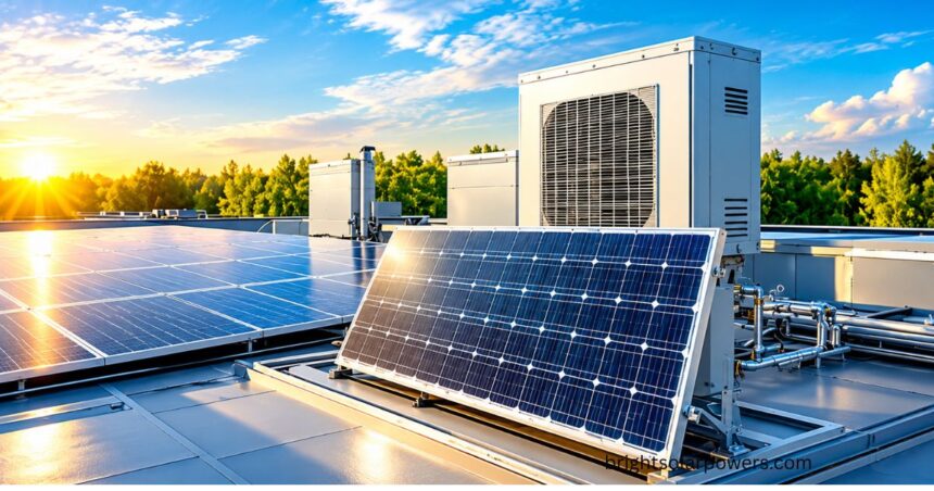 Solar AC system with rooftop solar panels for energy-efficient cooling