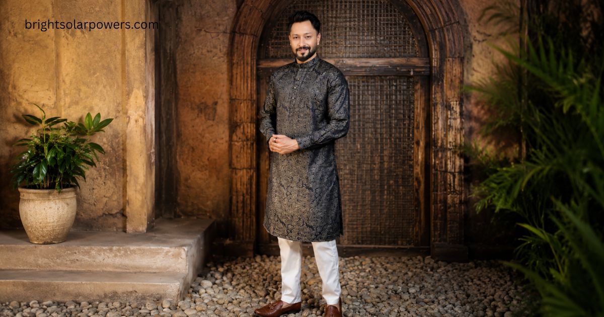 Traditional afghani trousers styled with an elegant embroidered kurta, showcasing classic men's ethnic fashion.