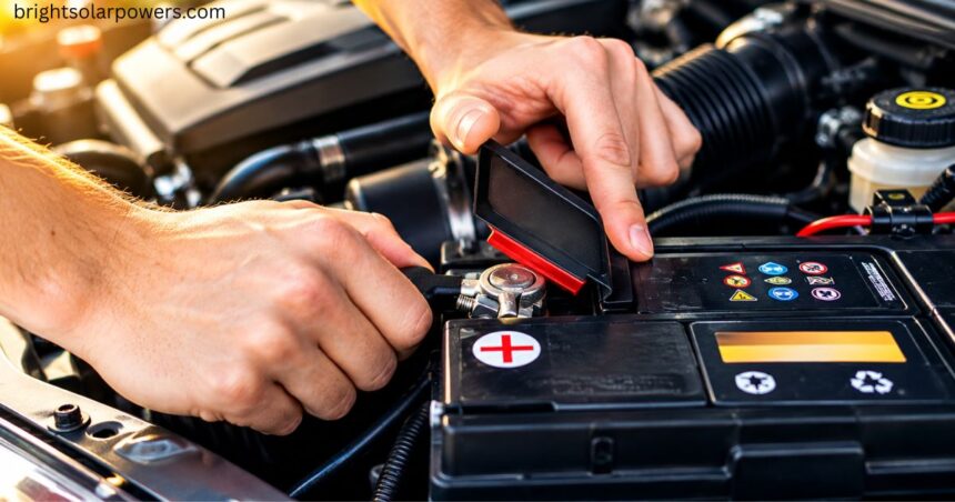 LiFePO4 battery terminal installation and maintenance under a car hood.